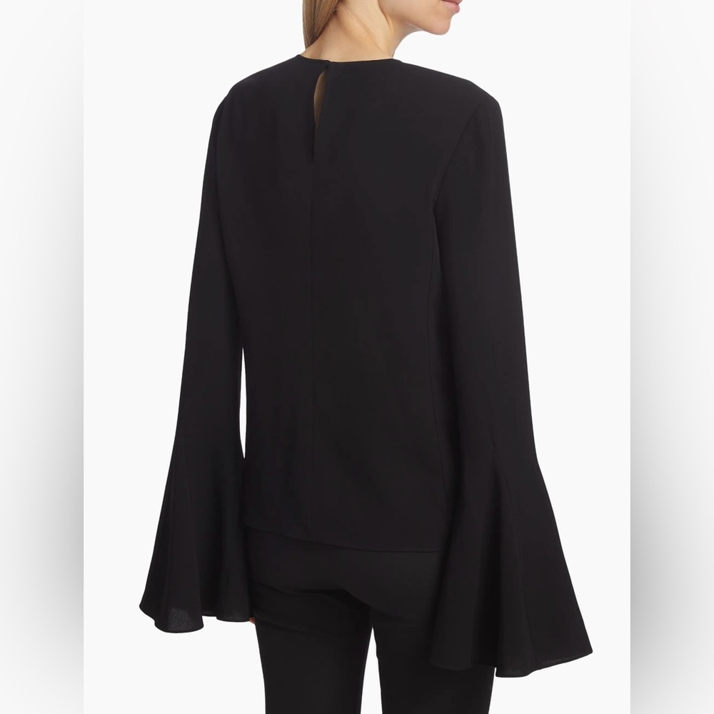 Frame Flutter-Sleeve Black Flared Long Sleeve Crewneck Blouse Size Medium NWOT - Picture 3 of 10
